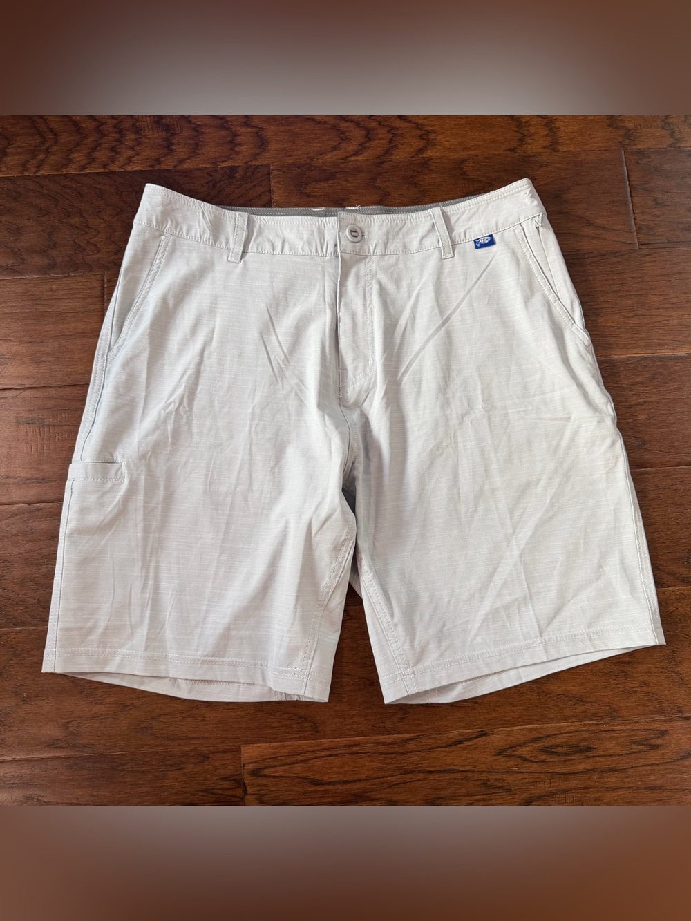 AFTCO 365 Hybrid Chino Fishing Shorts Men’s 34x9 Light Gray Performance Stretch